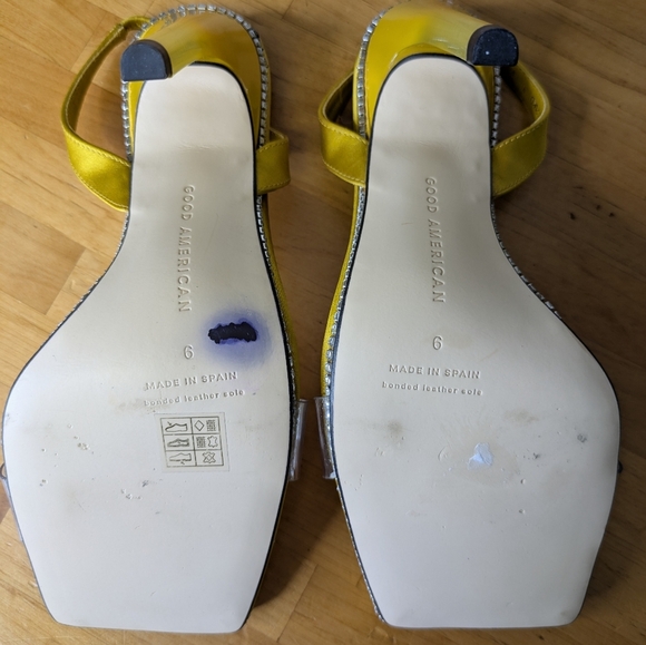 Good American Crystal Crush Lucite Rhinestone Stiletto Square Toe Heels Size 6 - Picture 10 of 11